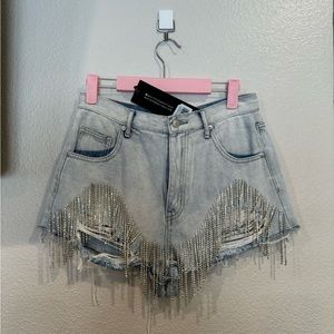 White fox boutique rhinestone shorts